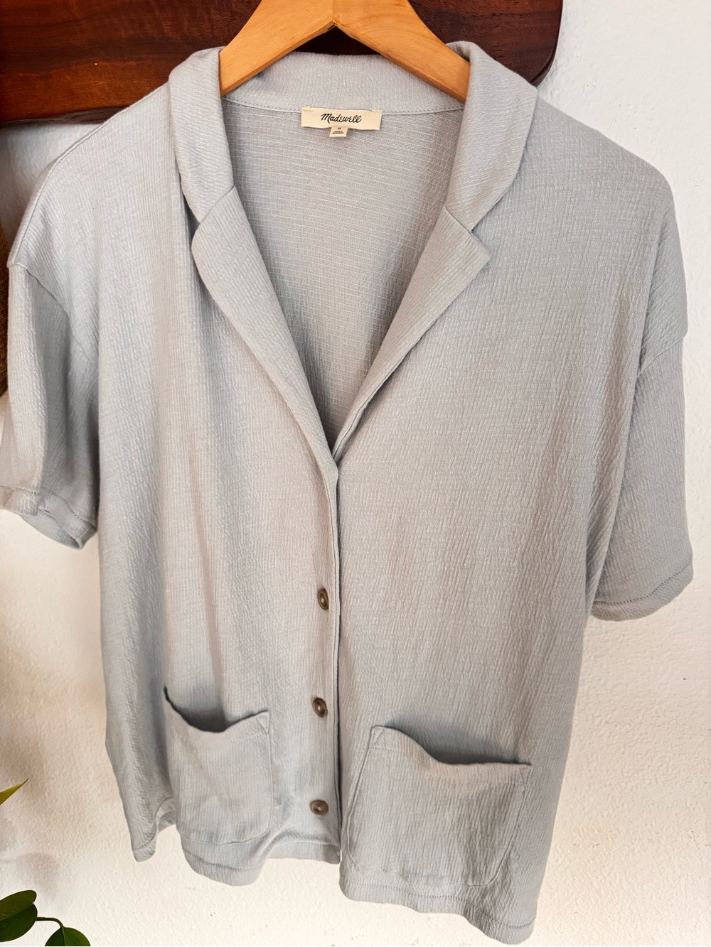 Madewell 99% Cotton Blue Camp Shirt. Boxy Med Beach Casual EUC